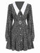 She slips into this Black 1950s Lapel Lantern Sleeves Ditsy Floral Dress and suddenly it's a 1950s daydream
