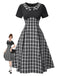 Black 1950s Lapel Pleated Plaid Patchwork Dress - vintage dress, retro fashion, rockabilly