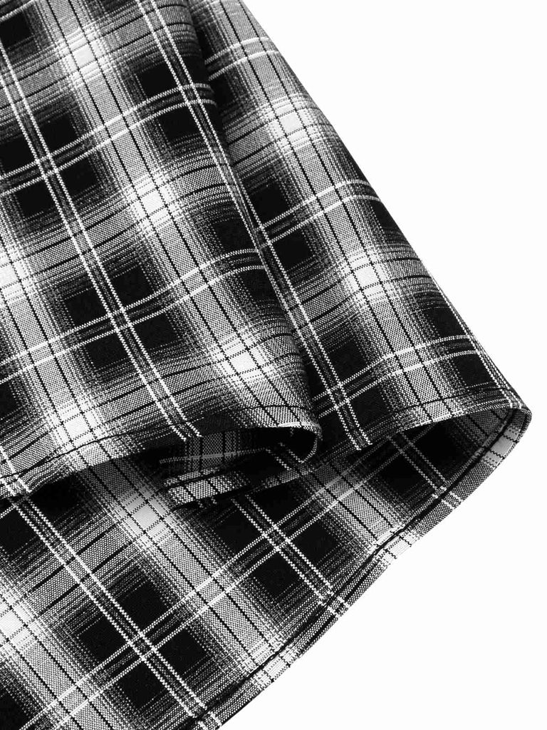 Black 1950s Lapel Pleated Plaid Patchwork Dress, vintage dress, retro fashion, rockabilly, pin-up fashion - perfect for women who love vintage and retro fashion