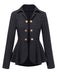 She throws on this Black 1950s Lapel Ruffles Double Breasted Jacket and the city feels like 1950s Paris