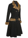Black 1950s Leopard Lapel Pocket Coat, vintage coat, retro outerwear - perfect for women who love vintage and retro fashion