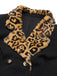 Black 1950s Leopard Lapel Pocket Coat, vintage coat, retro outerwear - perfect for women who love vintage and retro fashion