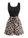 Black 1950s Leopard Square Neck Romper - vintage romper, retro jumpsuit, playful style for vintage lovers