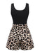 Black 1950s Leopard Square Neck Romper: beautiful vintage romper, retro jumpsuit, playful style with timeless appeal