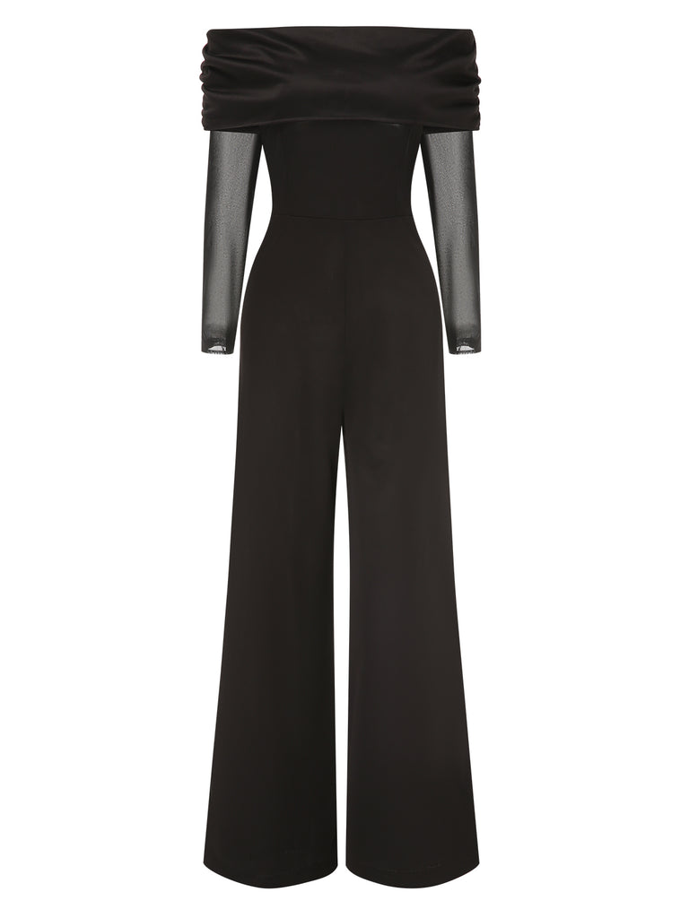 1950s OffShoulder Sheer Sleeve Jumpsuit | 1950s | vintage romper, retro jumpsuit