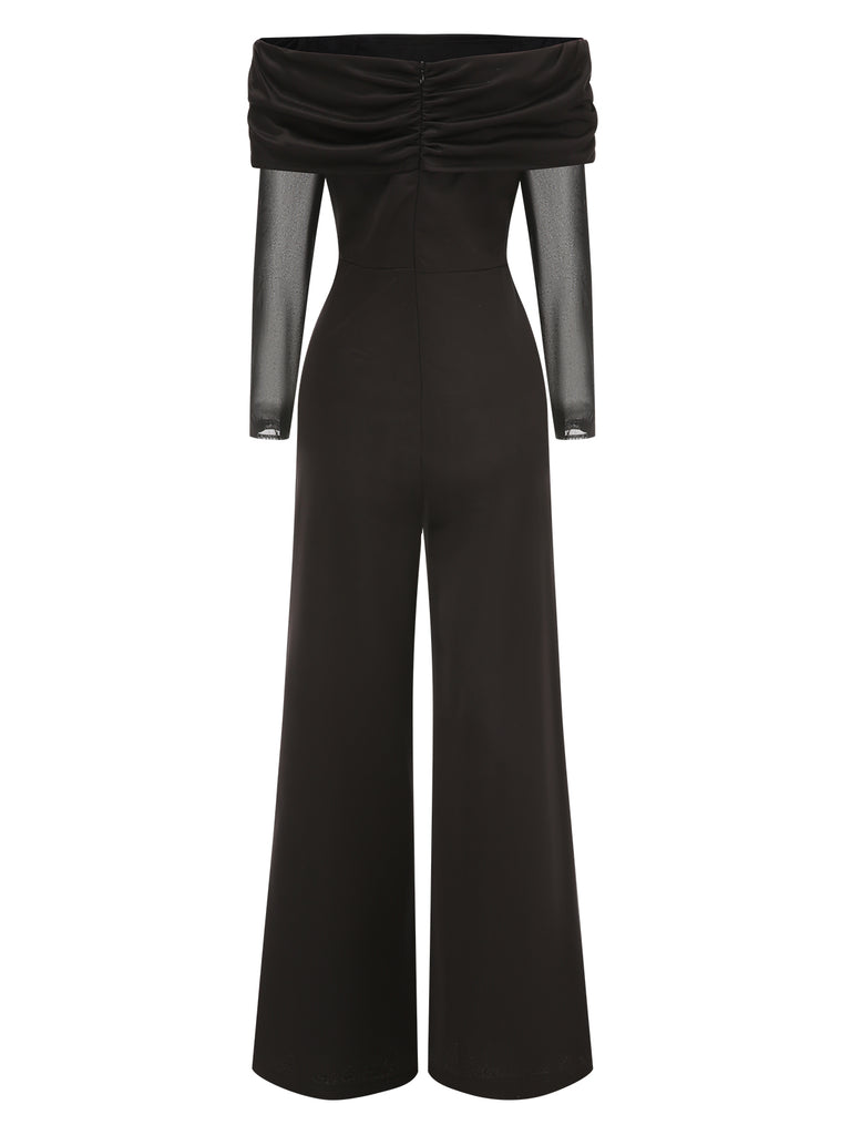1950s OffShoulder Sheer Sleeve Jumpsuit | 1950s | vintage romper, retro jumpsuit