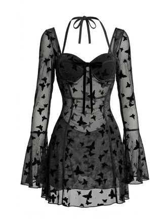 Black 1950s One Piece Halter Swimsuit - vintage swimsuit, pin-up style, classic black