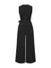 Black 1950s Pearl Beading Bow Belt Jumpsuit - vintage jumpsuit, retro fashion, classic black