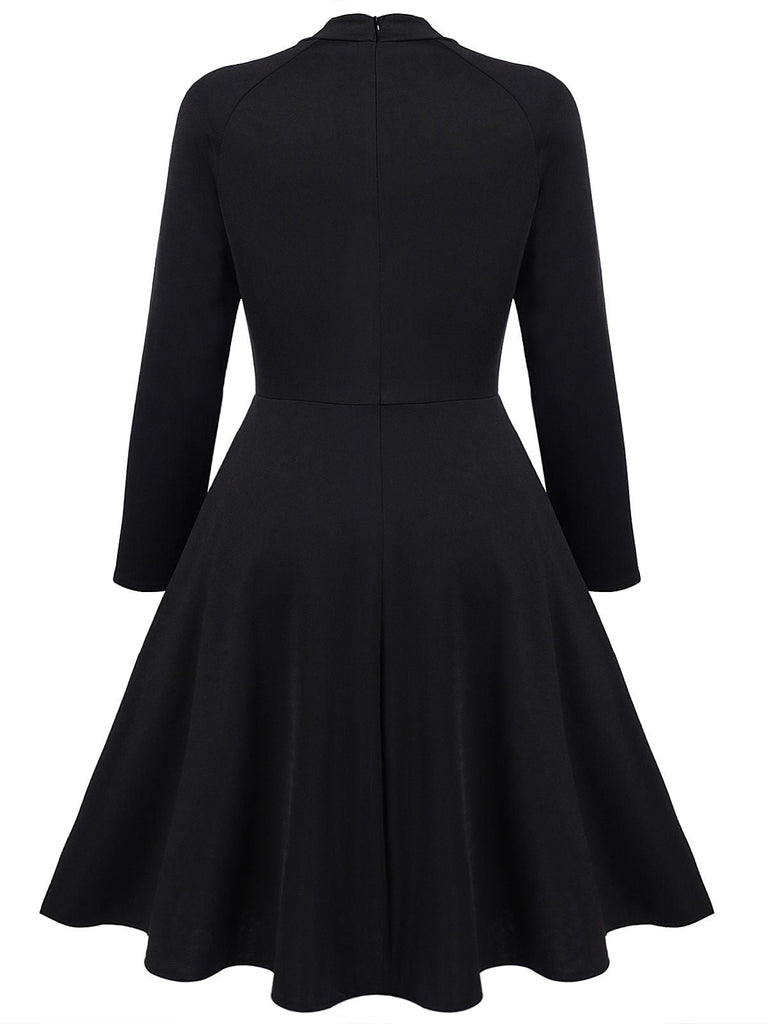 Black 1950s Plaid Patchwork Swing Dress: timeless style reimagined