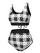 Black 1950s Plaid Wide Strap Swimsuit, vintage swimsuit, pin-up swimwear - perfect for women who love vintage and retro fashion