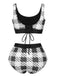 Black 1950s Plaid Wide Strap Swimsuit, vintage swimsuit, pin-up swimwear - perfect for women who love vintage and retro fashion