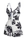 Black 1950s Plants Print Hollow Romper, vintage romper, retro jumpsuit - perfect for women who love vintage and retro fashion