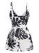 Black 1950s Plants Print Hollow Romper, vintage romper, retro jumpsuit - perfect for women who love vintage and retro fashion