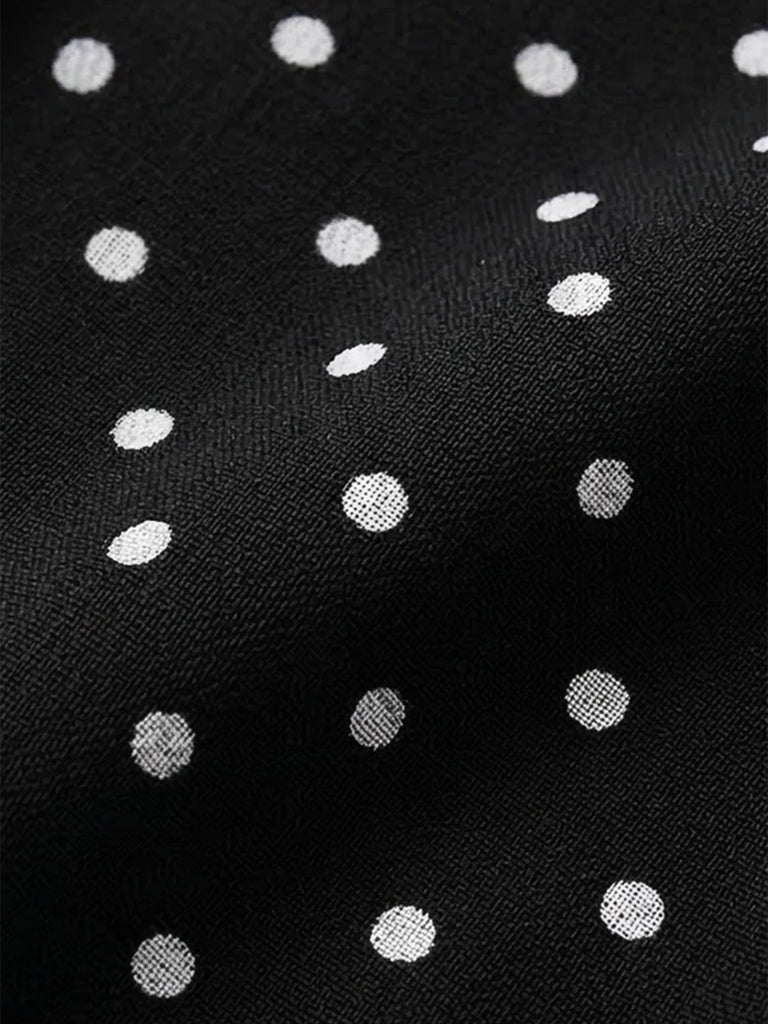 Black 1950s Polka Dot Halter Backless Swim Dress - vintage dress, retro fashion, elegant style for vintage lovers