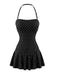 Black 1950s Polka Dot Halter Backless Swim Dress: beautiful vintage dress, retro fashion, elegant style with timeless appeal