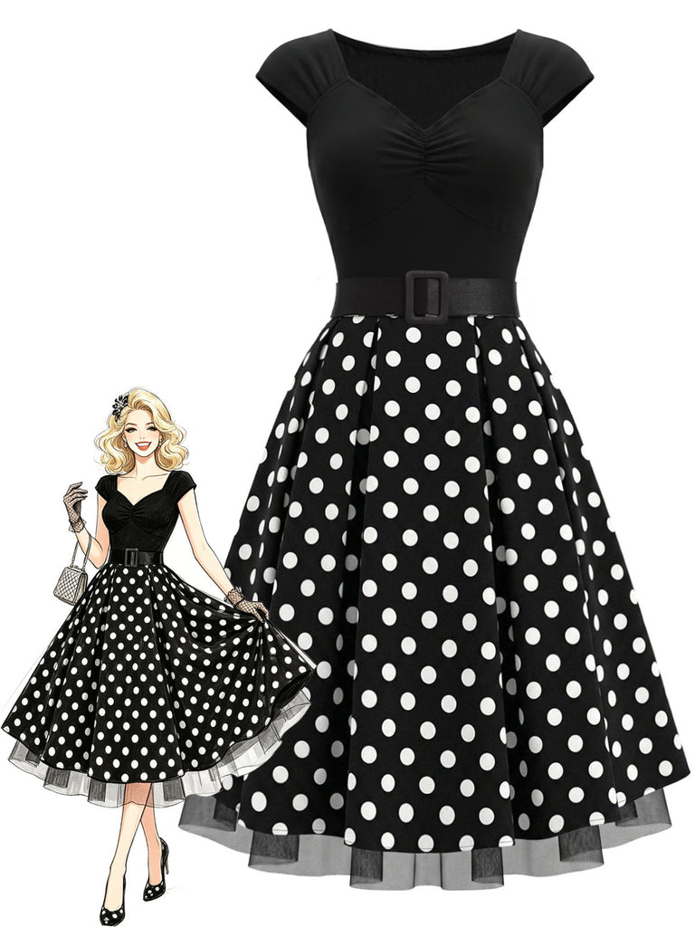 Black 1950s Mesh Vintage Classic Dress 2