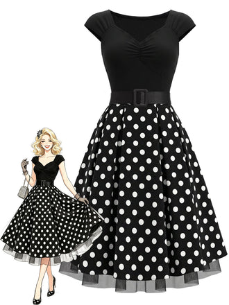 Black 1950s Mesh Vintage Classic Dress 2