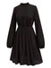 Black 1950s Polka Dot Long Sleeves Dress, vintage dress, retro fashion, rockabilly, pin-up fashion - perfect for women who love vintage and retro fashion