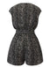 Black 1950s Printed V-Neck Belted Romper — vintage elegance for the modern woman