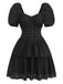 Black 1950s Puff Corset Hollow Knit Dress - vintage dress, retro fashion, rockabilly