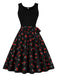 Black 1950s Red Cherry Patchwork Swing Dress - vintage dress, retro fashion, elegant style for vintage lovers