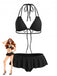 Black 1950s Ruffle Lace-Up Polka Dot Bikini Set - vintage swimwear, retro swimsuit, pin-up style for vintage lovers