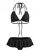 Black 1950s Ruffle Lace-Up Polka Dot Bikini Set: beautiful vintage swimwear, retro swimsuit, pin-up style with timeless appeal