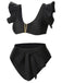 Black 1950s Ruffle Sleeve Split Swimsuit, vintage swimsuit, pin-up swimwear - perfect for women who love vintage and retro fashion
