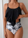 Black 1950s Ruffled Coconut Tree Tankini Set - vintage fashion, retro style, classic elegance for vintage lovers