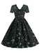 This Black 1950s Santa Claus Lace Patchwork Dress wraps her in 1950s elegance, one twirl at a time