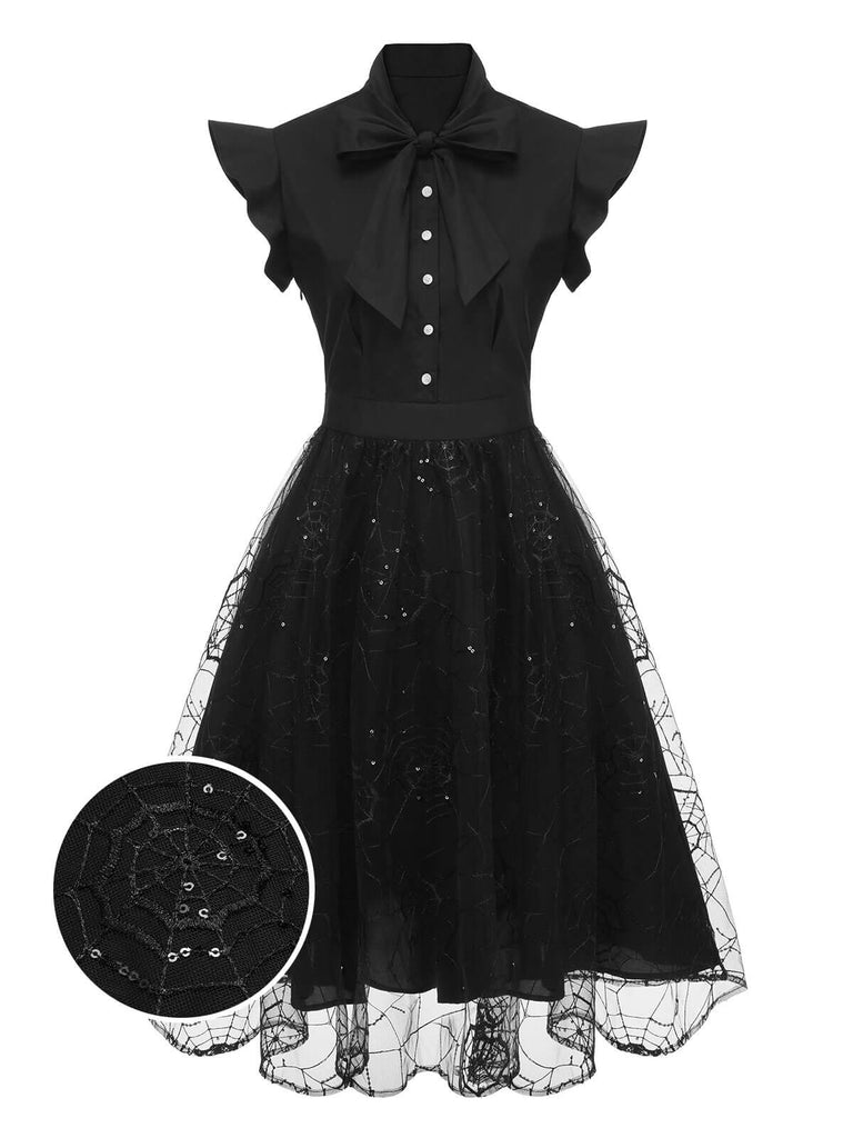 Black 1950s Sequined Spider Mesh Dress, vintage dress, retro fashion, rockabilly, pin-up fashion - perfect for women who love vintage and retro fashion