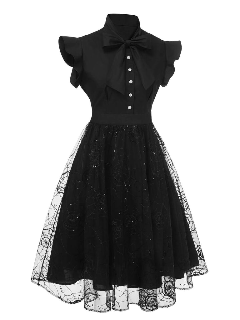 Black 1950s Sequined Spider Mesh Dress, vintage dress, retro fashion, rockabilly, pin-up fashion - perfect for women who love vintage and retro fashion