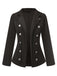 Black 1950s Silver Buttons Solid Coat - vintage fashion, retro style, classic black