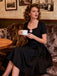Black 1950s Solid 3D Rose Lapel Swing Dress - vintage dress, retro fashion, rockabilly