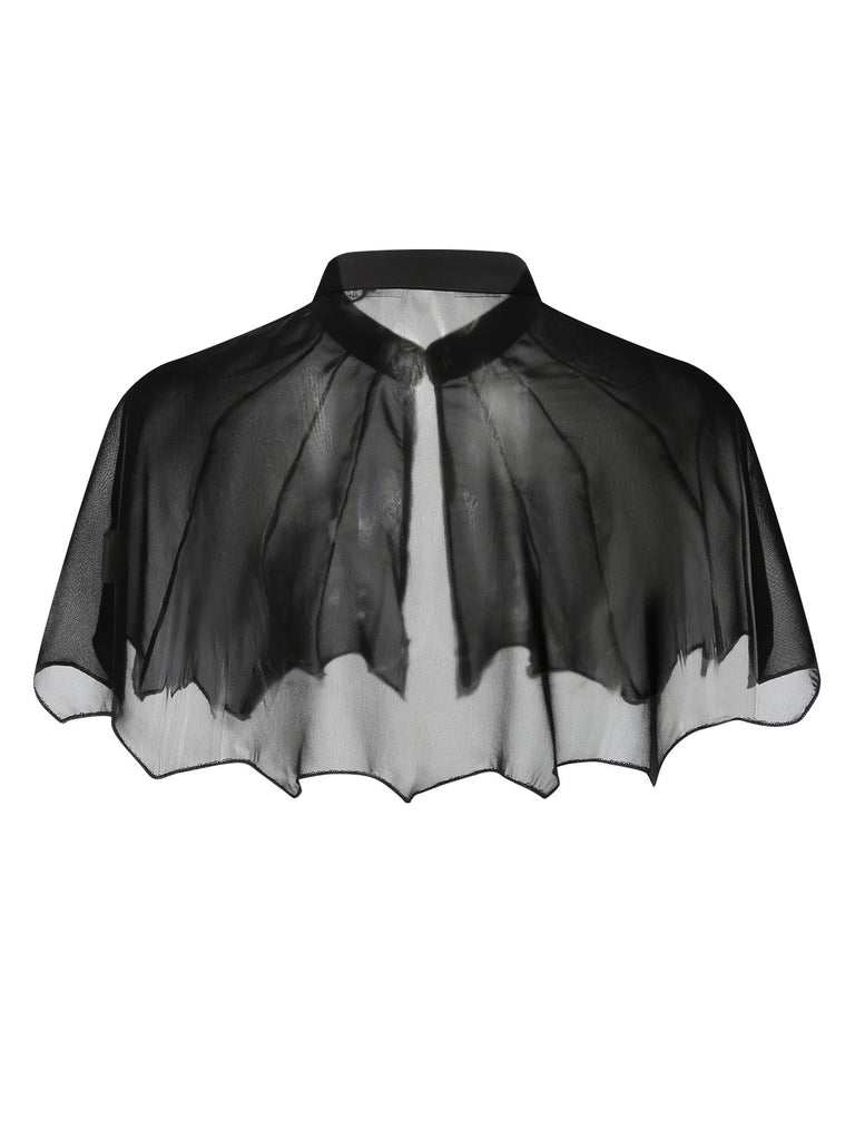 Black 1950s Solid Bat Wing Sheer Cape, vintage fashion, retro style - perfect for women who love vintage and retro fashion