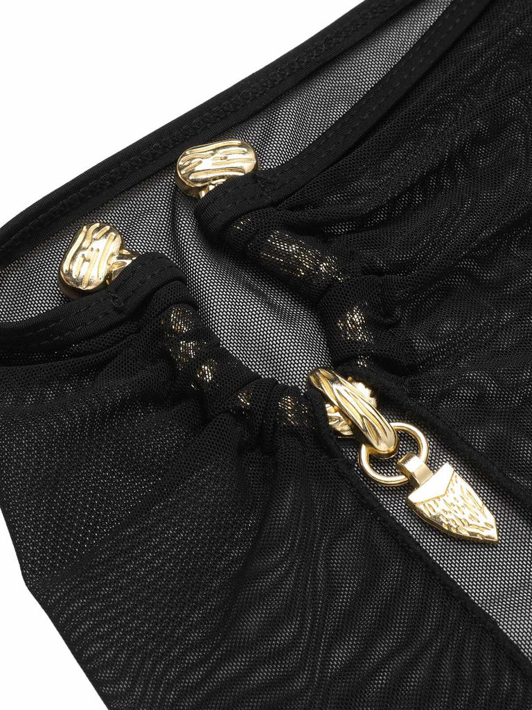 Black 1950s Solid Bikini Set With Skirt, vintage skirt, retro style - perfect for women who love vintage and retro fashion