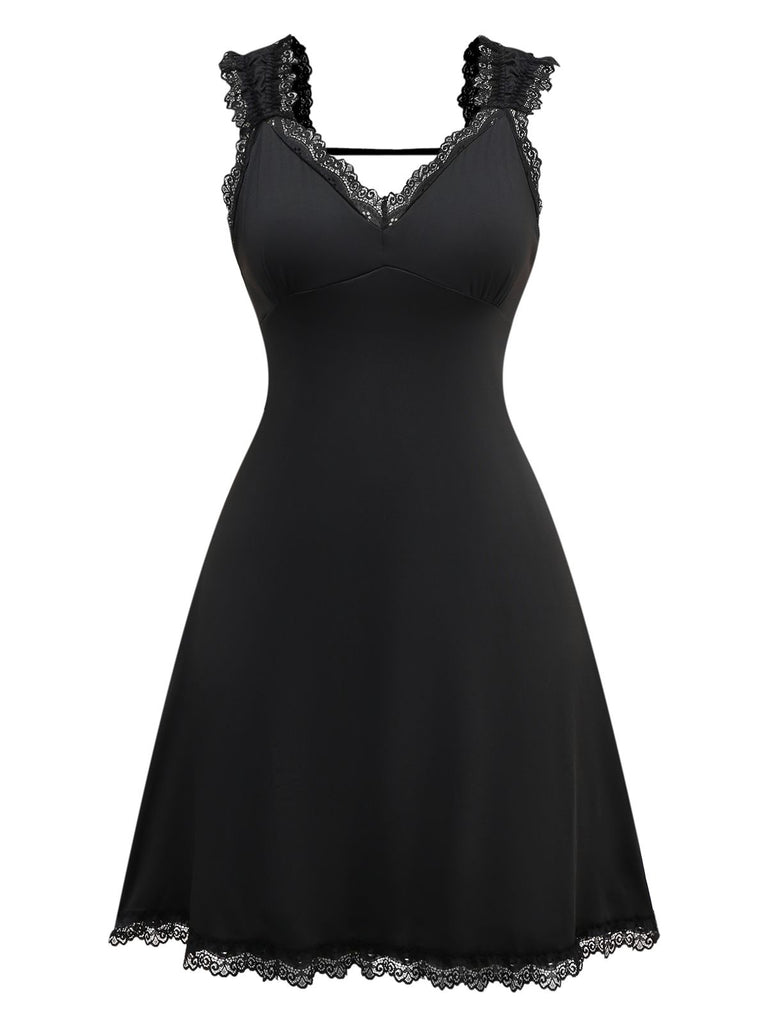 Black 1950s Solid Butterfly Backless Nightdress - vintage dress, retro fashion, rockabilly