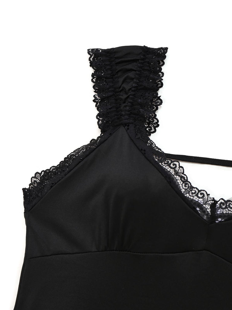 Black 1950s Solid Butterfly Backless Nightdress - vintage dress, retro fashion, rockabilly