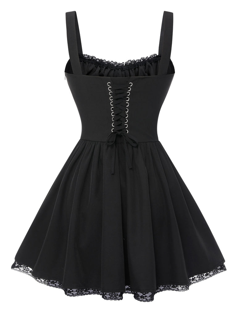 Solid Sleeveless Lace Mini Dress | vintage dress, retro fashion