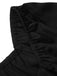 Black 1950s Solid Ruffles V-Neck Dress, vintage dress, retro fashion, rockabilly, pin-up fashion - perfect for women who love vintage and retro fashion