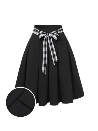 Black 1950s Solid Umbrella Skirt with Belt, vintage skirt, retro style - perfect for women who love vintage and retro fashion
