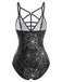 Black 1950s Spider Web Print Gothic One-Piece Swimsuit, vintage swimsuit, pin-up swimwear - perfect for women who love vintage and retro fashion