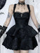 This Black 1950s Square Neck Lace Print Cross Bubble Dress wraps her in 1950s elegance, one twirl at a time
