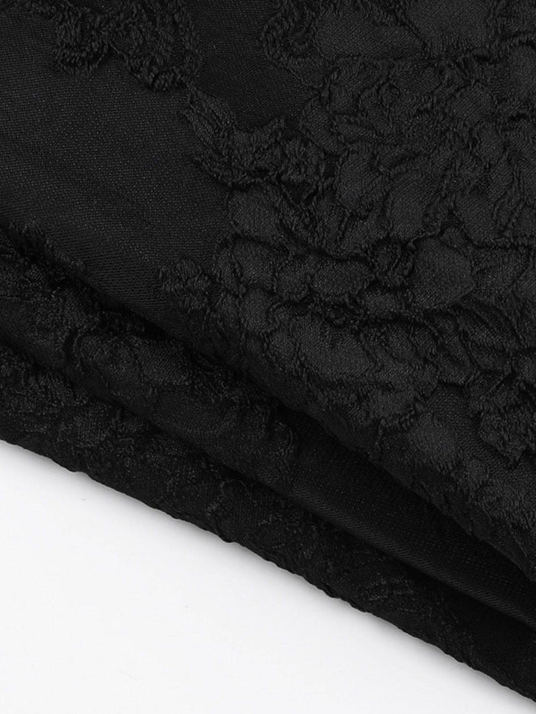 Black 1950s Square Neck Lace Print Cross Bubble Dress: where 1950s romance meets her modern spirit