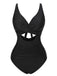 She's wearing Black 1950s Strap Hollow One-Piece Swimsuit and the whole beach remembers the 1950s
