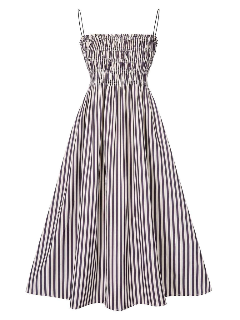 Black 1950s Stripe Wrinkles Spaghetti Straps Dress, vintage dress, retro fashion, rockabilly, pin-up fashion - perfect for women who love vintage and retro fashion