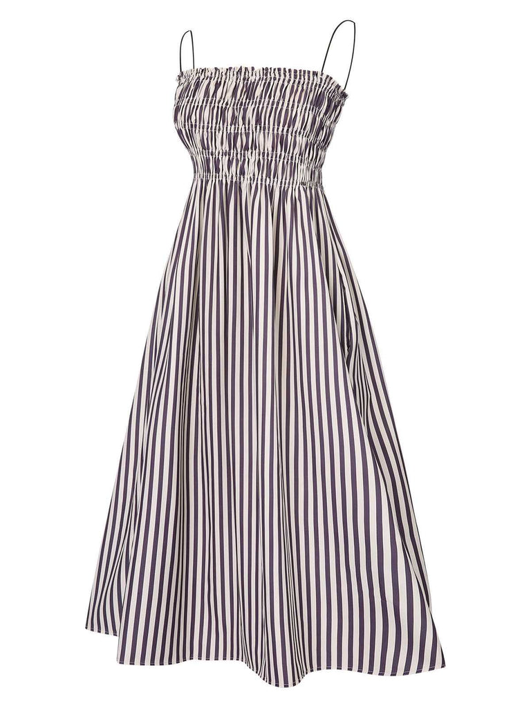 Black 1950s Stripe Wrinkles Spaghetti Straps Dress, vintage dress, retro fashion, rockabilly, pin-up fashion - perfect for women who love vintage and retro fashion