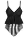 Black 1950s Striped Printed Separate Swimsuit, vintage swimsuit, pin-up swimwear - perfect for women who love vintage and retro fashion