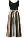 Black 1950s Stripes Knitted Belted Jumpsuit - vintage jumpsuit, retro fashion, classic black