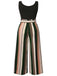 Black 1950s Stripes Knitted Belted Jumpsuit - vintage jumpsuit, retro fashion, classic black